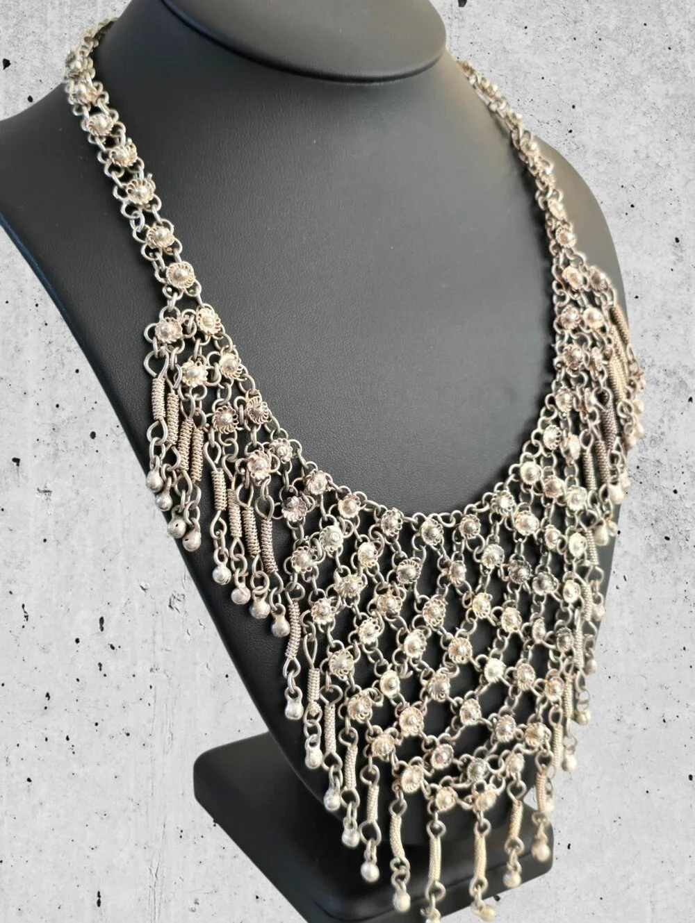 Vintage Tribal Gypsy Chainmail Bib Necklace
